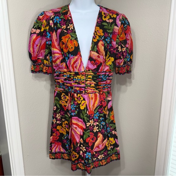 Farm Rio Pink Black Spring Bananas Dress Size Small - Picture 5 of 16